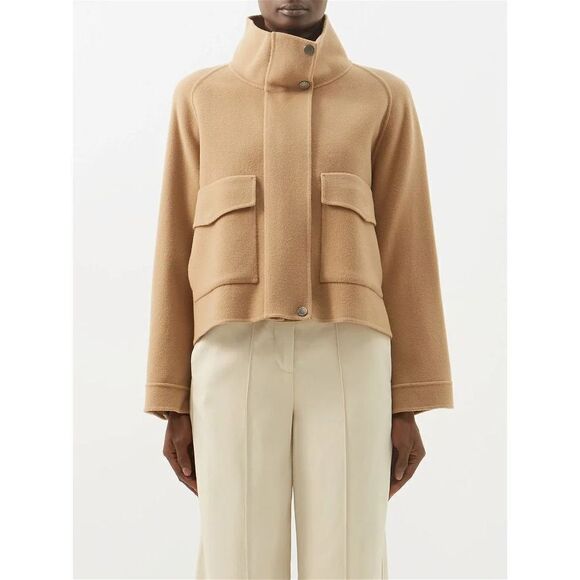 WEEKEND MAX MARA NWT Women's Jajce Wool Mock-Neck Coat Sz 16 Camel - Picture 1 of 6